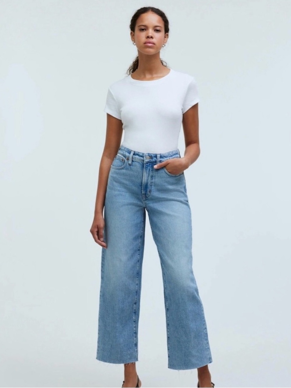 NWT Madewell Petite Curvy Perfect Vintage Wide-Leg Crop Jean Altoona Wash Blue